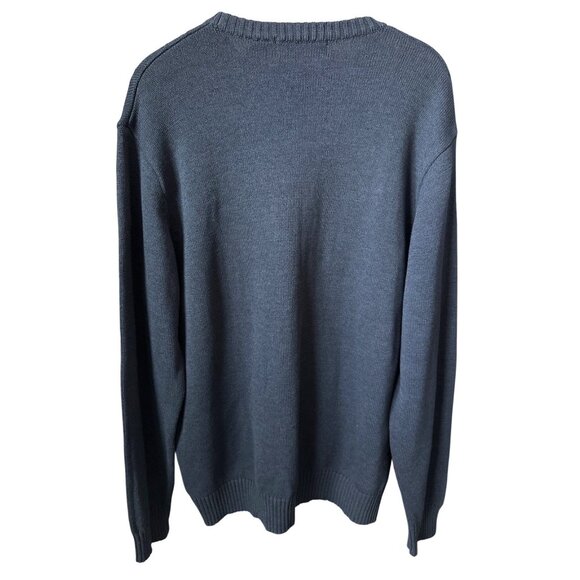 Oscar De La Renta Sweater Navy Brown Plaid Sweater Long Sleeve Cotton Blend XXL - Picture 2 of 4